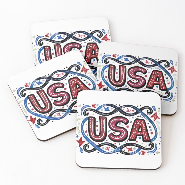 Item preview, USA in custom text with patriotic colors and accents. designed and sold by Art-Horizon.