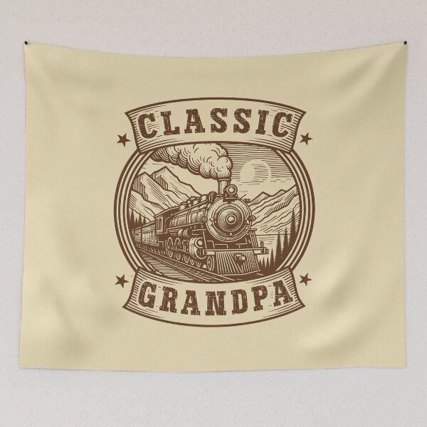 Item preview, Classic Grandpa Railroad Badge Vintage Mountain Locomotive Emblem designed and sold by Dmetalx Art Apparel.