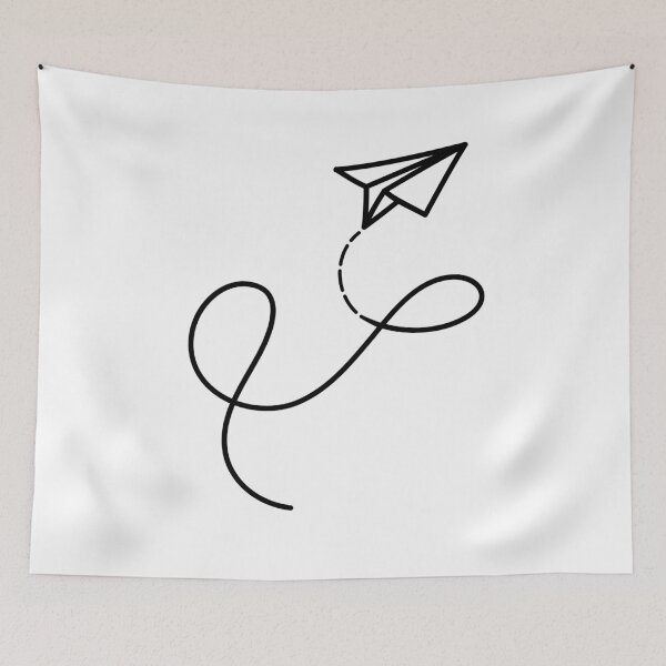 Item preview, Minimal Paper Plane Doodle Line Art – Cute Flight Path Illustration designed and sold by DigiArtixo.