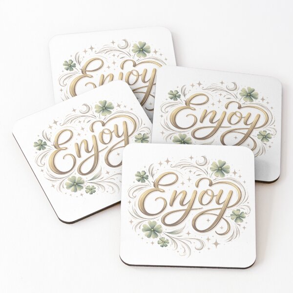 Item preview, Enjoy – Elegant and minimalist typography with a lucky clover – Positive and classy design designed and sold by orely14.