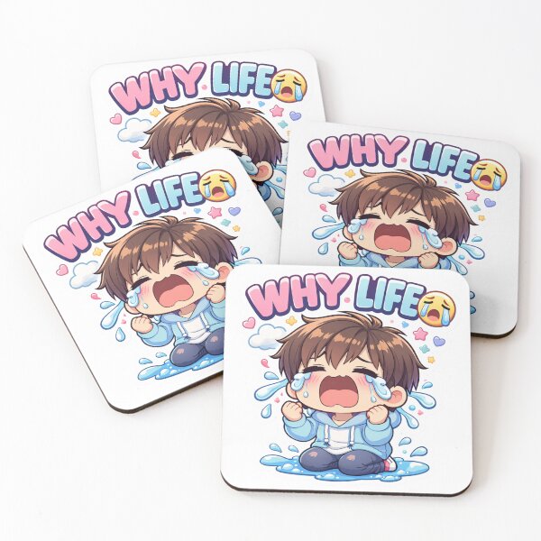 Item preview, Cute Crying Chibi Boy Sticker “WHY LIFE ?” | Funny Sad Mood Meme Kawaii Anime Sticker designed and sold by Sidra digital art 8277237.