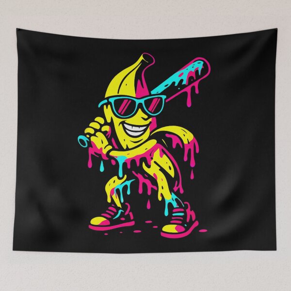 Artikelvorschau, Neon Vaporwave Schmelzende Banane Baseballspieler Streetwear Ästhetik Grafikdesign entworfen und verkauft von WilliaMaler.
