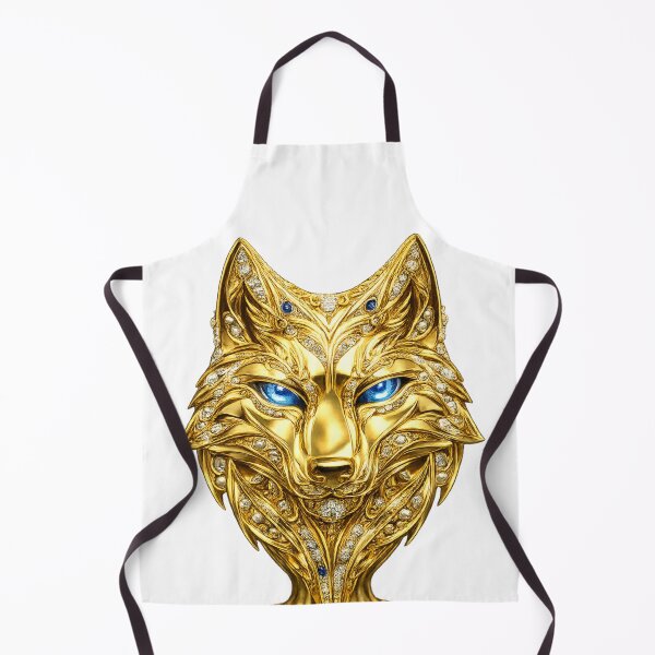 Item preview, Luxurious golden wolf sculpture with gemstones designed and sold by Wolf Creator.