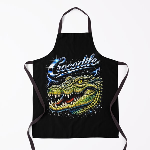 Item preview, Crocodile Chrome Script Open Jaw Lightning Stars Retro 80s Bold Graphic designed and sold by graphixpolash.