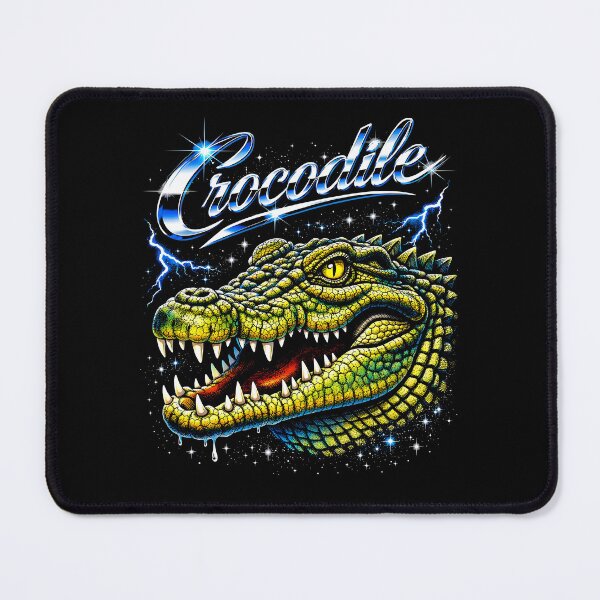 Item preview, Crocodile Chrome Script Open Jaw Lightning Stars Retro 80s Bold Graphic designed and sold by graphixpolash.