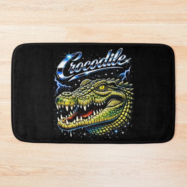 Item preview, Crocodile Chrome Script Open Jaw Lightning Stars Retro 80s Bold Graphic designed and sold by graphixpolash.