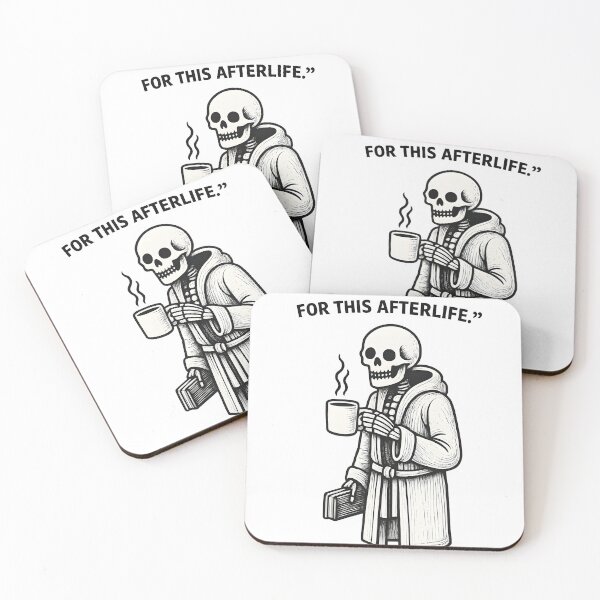 Artikelvorschau, Gothic Skeleton Drinking Coffee – Dark Humor Quote Design entworfen und verkauft von Mavriboy.