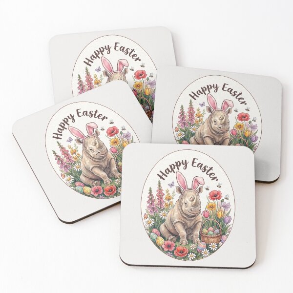 Item preview, Funny Rhinoceros Happy Easter Egg Bunny Boys Girls Kids designed and sold by FurryHavenPH.