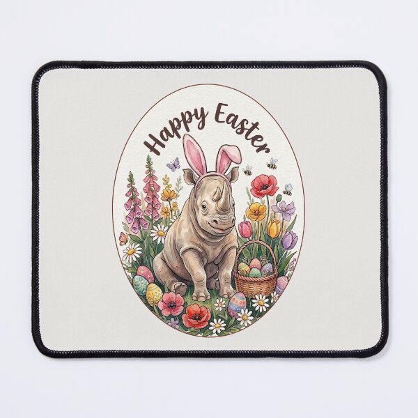 Item preview, Funny Rhinoceros Happy Easter Egg Bunny Boys Girls Kids designed and sold by FurryHavenPH.