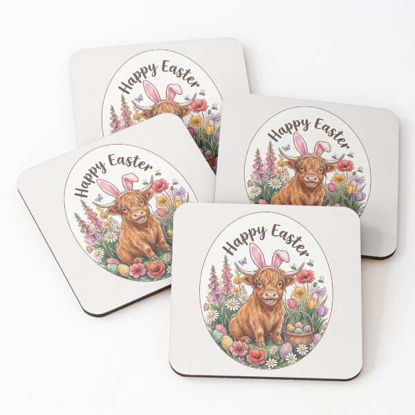 Item preview, Funny Scottish Highland Cow Happy Easter Egg Bunny Boys Girls Kids designed and sold by FurryHavenPH.