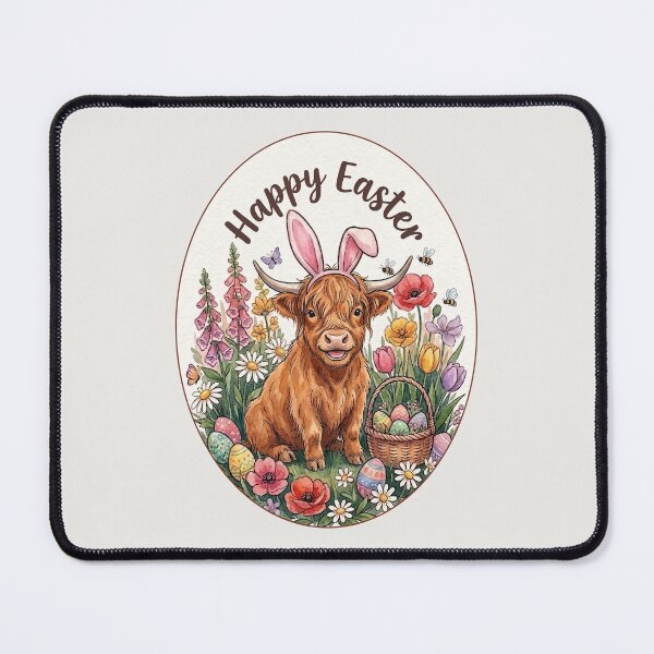 Item preview, Funny Scottish Highland Cow Happy Easter Egg Bunny Boys Girls Kids designed and sold by FurryHavenPH.