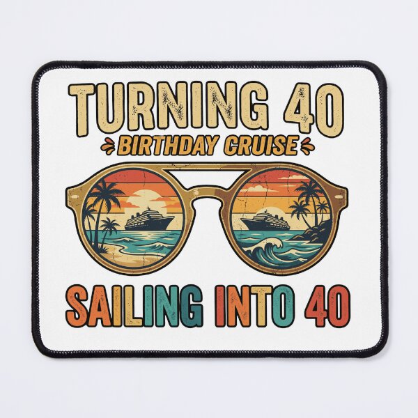 Item preview, Turning 40 Birthday Cruise Tropical Sunglasses Retro Design designed and sold by Furry_Birthday.