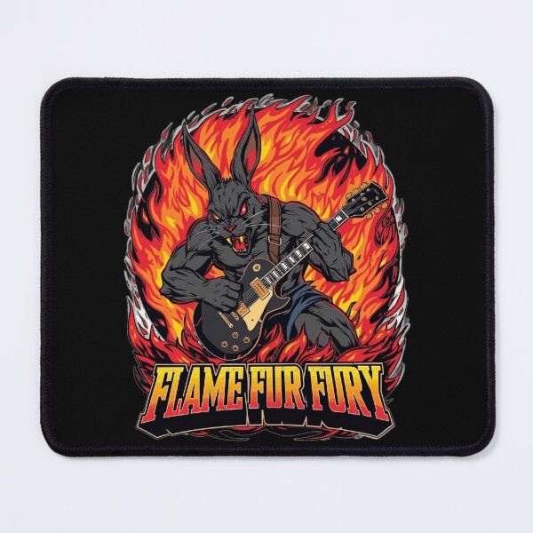 Item preview, Flame Fur Fury - Heavy Metal Rabbit Guitarist designed and sold by NexKris.