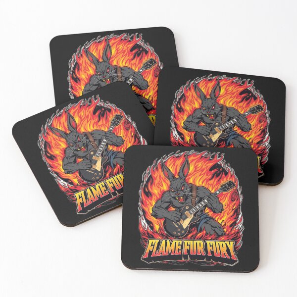 Item preview, Flame Fur Fury - Heavy Metal Rabbit Guitarist designed and sold by NexKris.