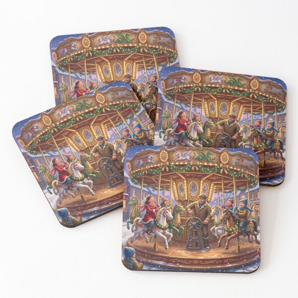 Item preview, Victorian Christmas Carousel in a Snowy Town Square designed and sold by acceleratorhams.