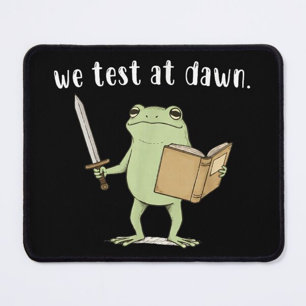Item preview, Funny Frog We Test At Dawn Sword And Book Student Testing Humor designed and sold by YubitaLeLe.