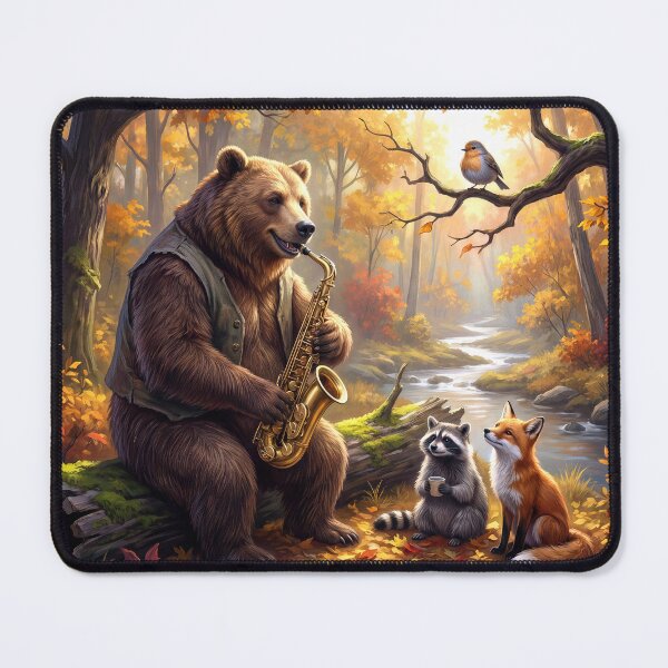 Item preview, Bear Playing a Saxophone for Forest Friends designed and sold by Maria Dryfhout.