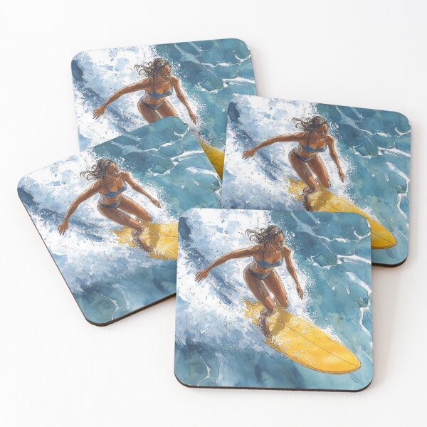 Item preview, Golden Glide: Watercolor Surfer Girl designed and sold by Banal25.