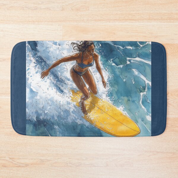 Item preview, Golden Glide: Watercolor Surfer Girl designed and sold by Banal25.