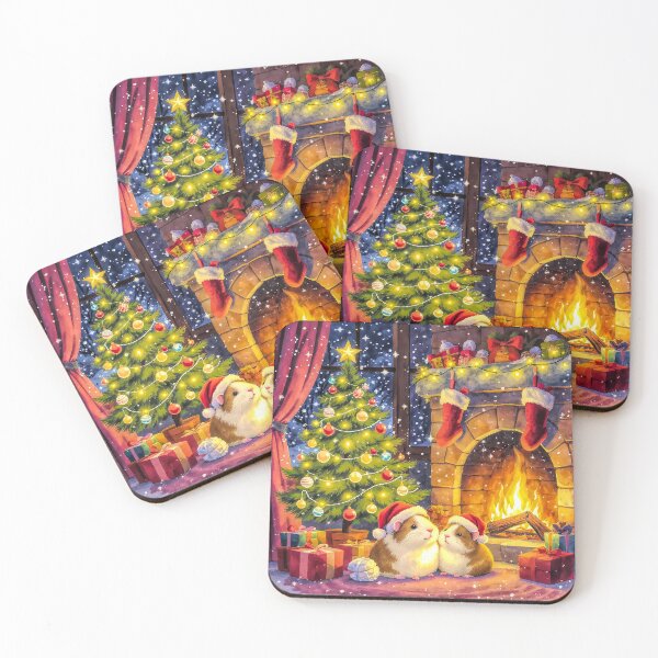 Item preview, Cute Guinea Pig & Hamster Christmas by the Fireplace designed and sold by acceleratorhams.