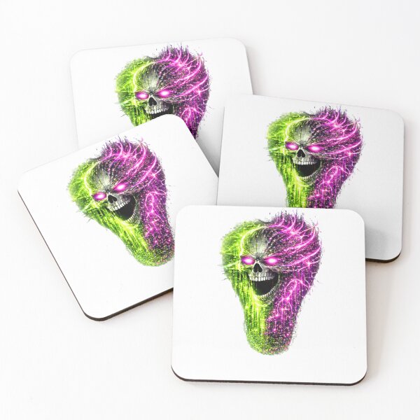 Item preview, Cyber Skull Toxic Split – Neon Green Pink Glitch Design designed and sold by UnglaublichGut.