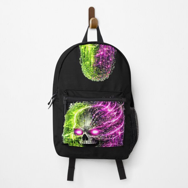 Artikelvorschau, Cyber Skull Toxic Split – Neon Green Pink Glitch Design entworfen und verkauft von UnglaublichGut.
