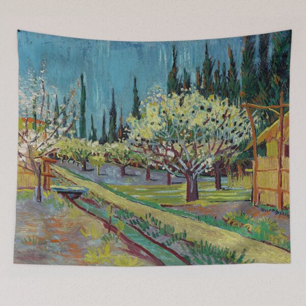 Item preview, Orchard Bordered By Cypresses by Vincent van Gogh: Post Impressionist Wall Art designed and sold by artofuniverse.