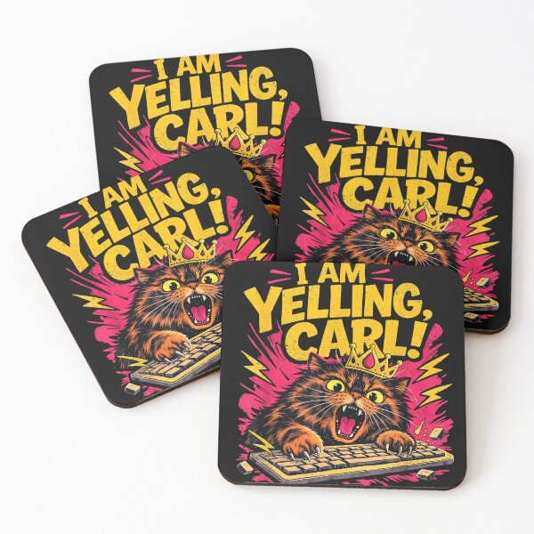 Item preview, I Am Yelling Carl Angry Cat Typing On Keyboard Funny Crown Meme designed and sold by LakenDraphil.