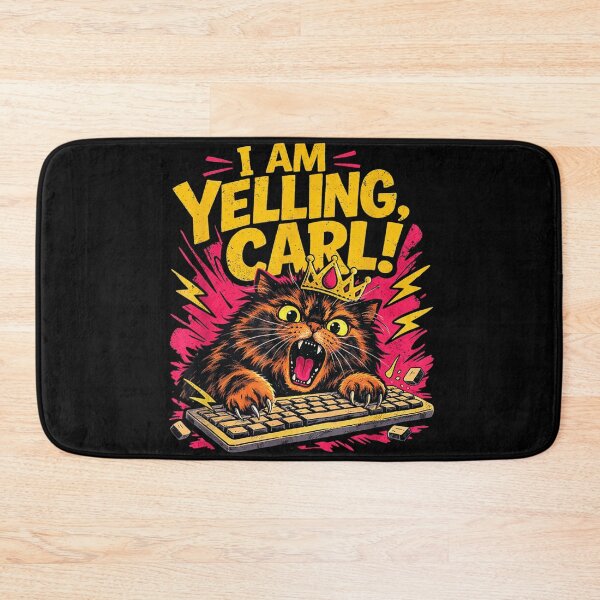 Item preview, I Am Yelling Carl Angry Cat Typing On Keyboard Funny Crown Meme designed and sold by LakenDraphil.