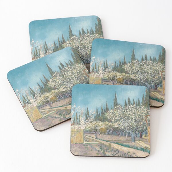 Item preview, Orchard Bordered By Cypresses by Vincent van Gogh: Post Impressionist Print designed and sold by artofuniverse.