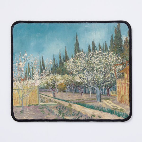 Item preview, Orchard Bordered By Cypresses by Vincent van Gogh: Post Impressionist Print designed and sold by artofuniverse.