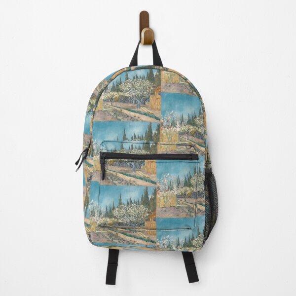 Item preview, Orchard Bordered By Cypresses by Vincent van Gogh: Post Impressionist Print designed and sold by artofuniverse.