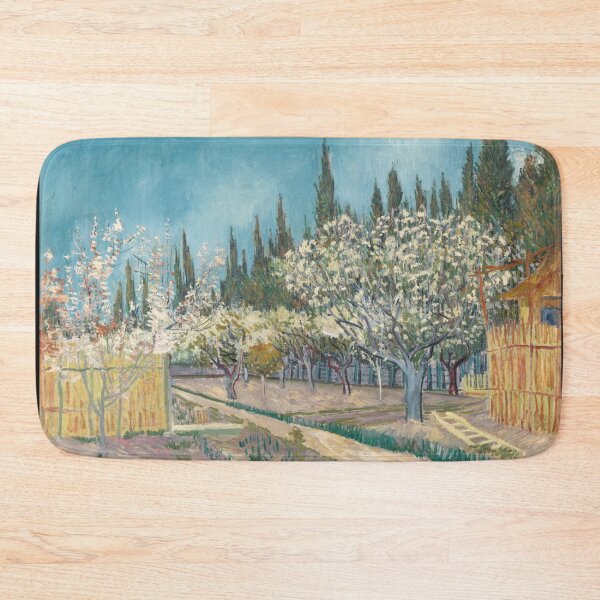 Item preview, Orchard Bordered By Cypresses by Vincent van Gogh: Post Impressionist Print designed and sold by artofuniverse.