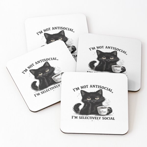 Item preview, Coffee and "Antisocial" Kitty Sticker - Funny Cat Joke designed and sold by WeLoveCatss.