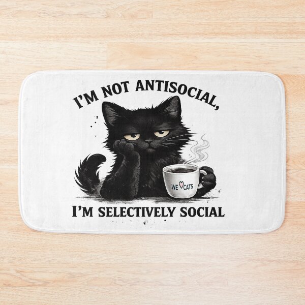 Item preview, Coffee and "Antisocial" Kitty Sticker - Funny Cat Joke designed and sold by WeLoveCatss.
