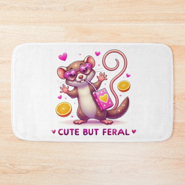 Item preview, Cute But Feral Weasel Pink Heart Sunglasses Juice Box Kawaii designed and sold by Hinata04.