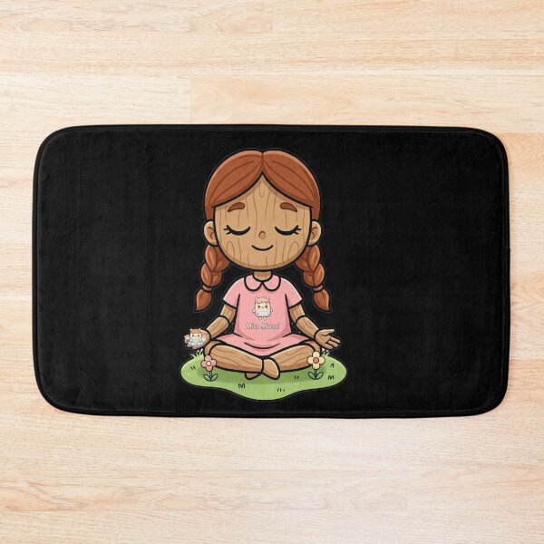 Item preview, MissMassi – Meditating wooden doll on grass with flowers designed and sold by Herzbaumatelier.