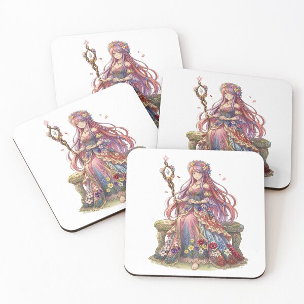 Item preview, Floral Meadow Goddess with Wooden Staff designed and sold by Rehnair.