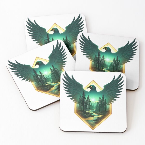 Item preview, Mystical Raptor Totem: Emerald Falcon Double Exposure designed and sold by GreenDreamArt.