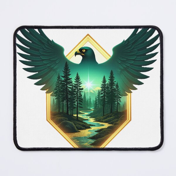 Item preview, Mystical Raptor Totem: Emerald Falcon Double Exposure designed and sold by GreenDreamArt.