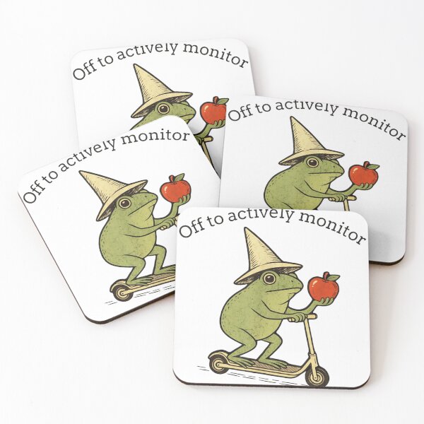 Item preview, Off To Actively Monitor Wizard Frog Riding Scooter With Red Apple Aesthetic designed and sold by DaphoLatara.