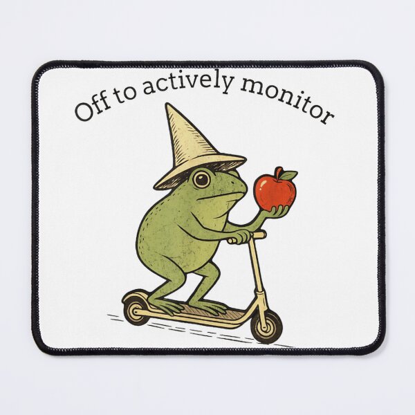 Item preview, Off To Actively Monitor Wizard Frog Riding Scooter With Red Apple Aesthetic designed and sold by DaphoLatara.