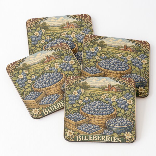Item preview, Vintage farmers market blueberry poster designed and sold by hollycooper.
