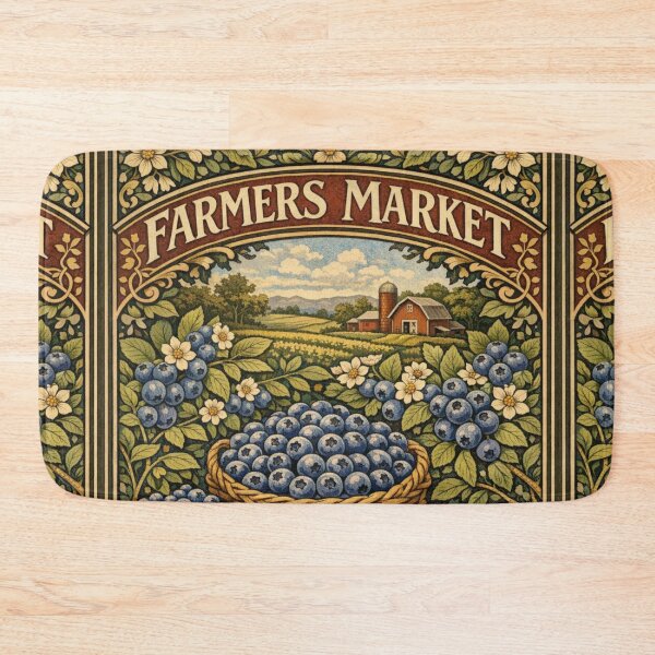 Item preview, Vintage farmers market blueberry poster designed and sold by hollycooper.