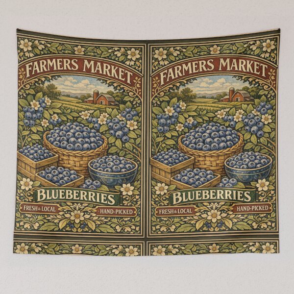 Item preview, Vintage farmers market blueberry poster designed and sold by hollycooper.