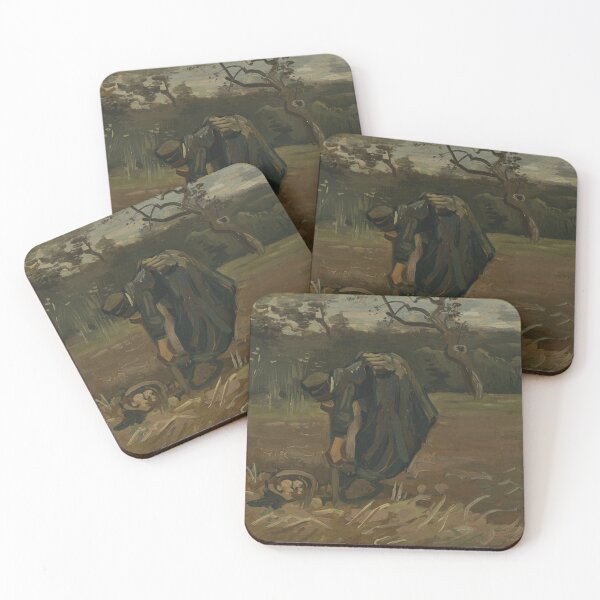 Item preview, Peasant Woman Digging Potatoes by Vincent van Gogh: Rustic Post Impressionist Poster designed and sold by artofuniverse.