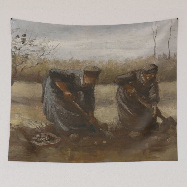 Item preview, Peasant Women Digging Up Potatoes by Vincent van Gogh: Rustic Farmhouse Poster designed and sold by artofuniverse.