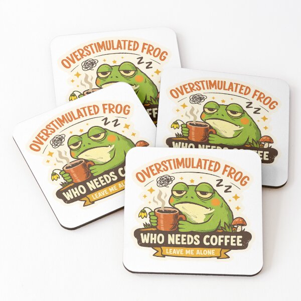 Item preview, Overstimulated Frog Who Needs Coffee – Funny Introvert Meme Sticker designed and sold by MyTutina.