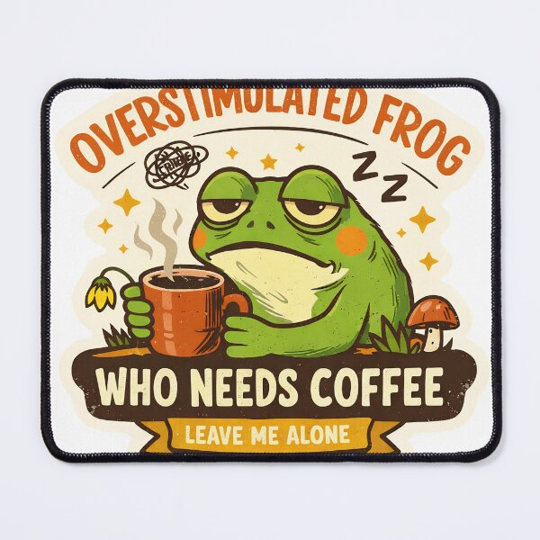 Item preview, Overstimulated Frog Who Needs Coffee – Funny Introvert Meme Sticker designed and sold by MyTutina.