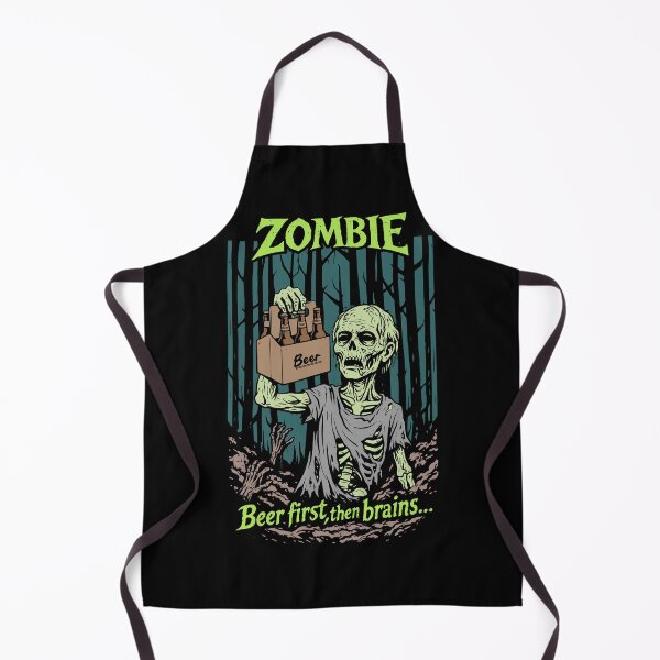 Item preview, Beer First Then Brains - Funny Zombie Drinking Art designed and sold by fabiandesigns88.